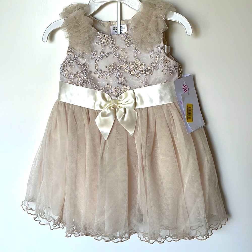 Bonnie Baby champagne colored formal dress, 18m